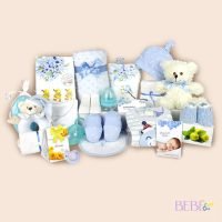 Contenido de la Cesta Bebe Bienvenida BebeChupete en color azul