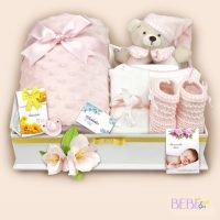 Cesta Bebe Dulces Sueños en color rosa de BebéChupete