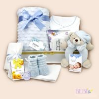 Productos de la Cesta Bebe Dulces Sueños en color azul de BebéChupete
