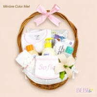 Cesta Bebe Nenuco Mini Bebéchupete en color rosa con mimbre beige de BebéChupete