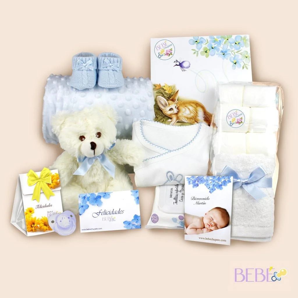 Productos de la Canastilla Recién Nacido Detalle en color azul de BebéChupete