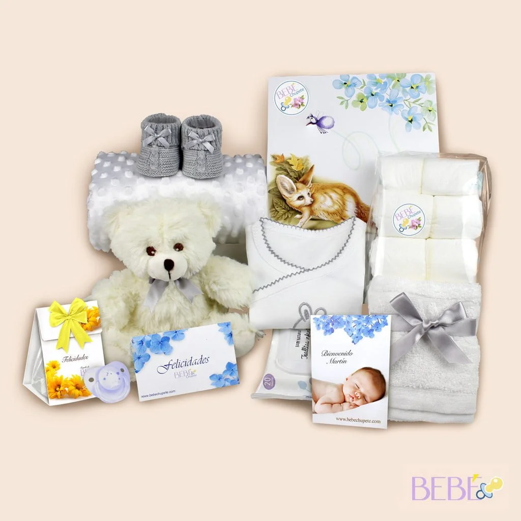 Productos de la Canastilla Recién Nacido Detalle en color gris de BebéChupete