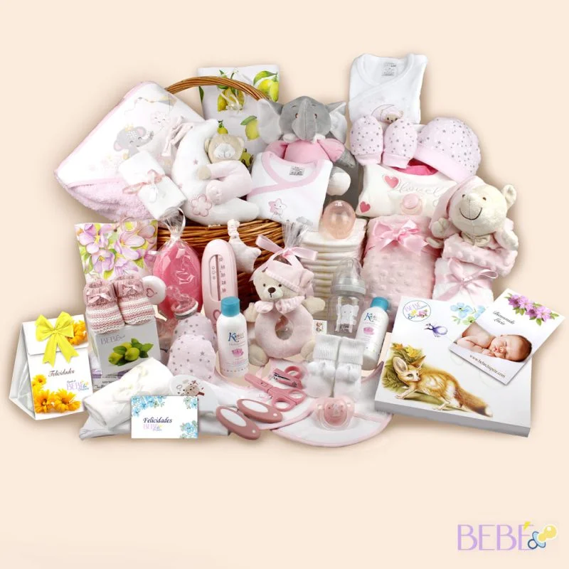 Cesta Bebe Premium BebéChupete en color rosa de BebéChupete