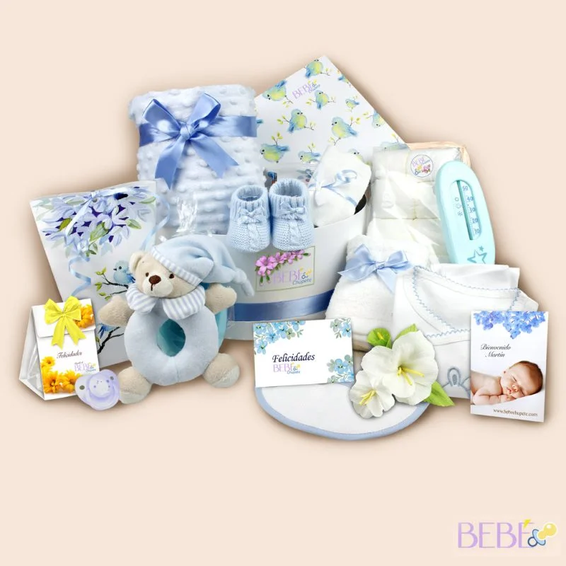 Productos de la Cesta Bebe Capricho en color azul de BebéChupete