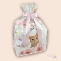 Canastilla bebé gatito en color rosa para regalo