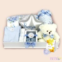 canastilla bebe personalizada regalo en color azul