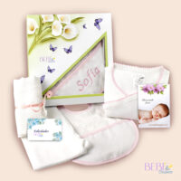 Set bebe recien nacido babero de color rosa