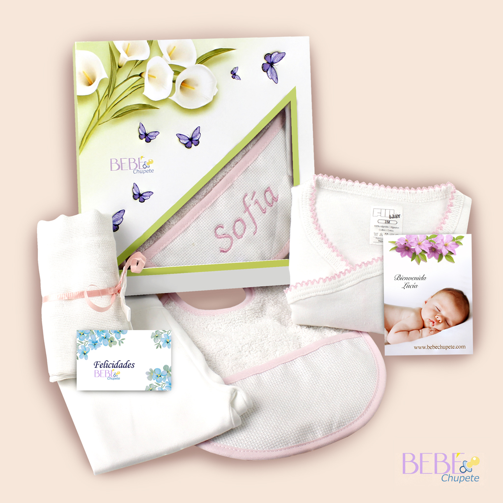 Set bebe recien nacido babero de color rosa