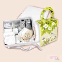 Kit de regalo para nacimiento en color gris