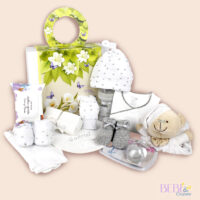 Set regalo bebe mariposas con color gris