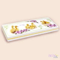 Caja decorada de patos como regalo de recien nacido de BebéChupete