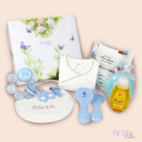 Cesta de bebe baño como regalo de nacimiento en color beige